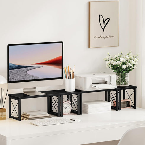 Honiter 2 Sets Desk Shelf, Desktop Organizer Shelf, Freestanding Small Bookshelf, 2 Tier Stackable Desktop Storage