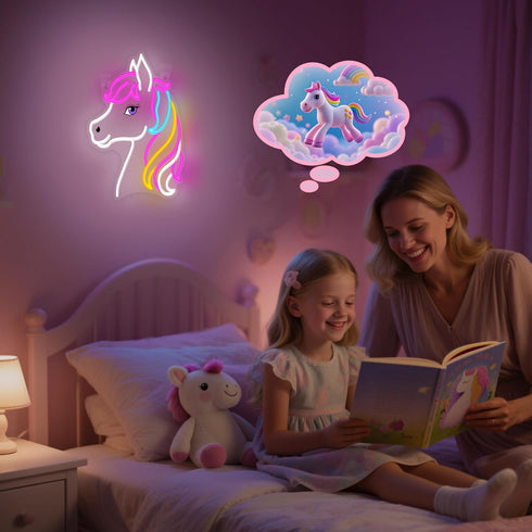 OkiyiD Dreamy Horse Neon Sign, Aesthetic Wall Decor for Girls Bedroom, Living Room, Vanity, USB Powered LED Light
