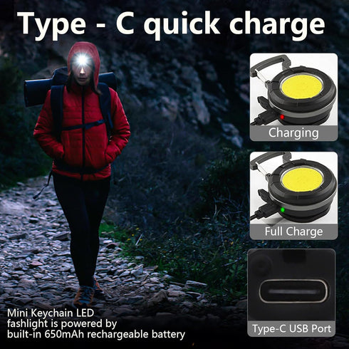2 Pack, 1000 SEFONE Keychain Flashlight Lumens EDC Flashlight COB Work Light, Bottle Opener Keychain Mini Pocket