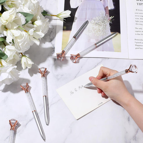Sherr 100 Pack Big Crystal Diamond Pens, Cute Ballpoint Pens, Rhinestones Crystal Bling Gem Plated, 4 Color