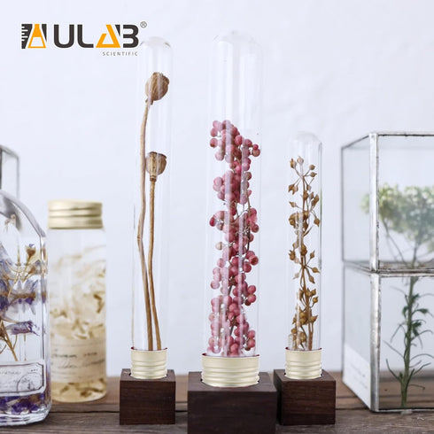 ULAB Scientific 50pcs 25ml Glass Test Tubes with Aluminum Screw Caps, Borosilicate Glass, Dia.18x145mm, Thickness