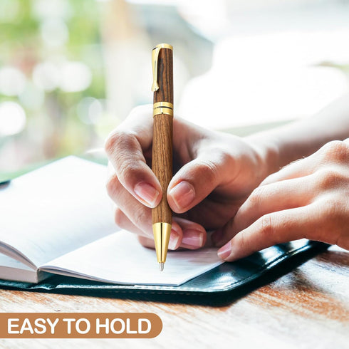 Yeaqee Luxury Wooden Ballpoint Pens, 1.0mm Black Ink, Elegant Writing Pens, Graduation Gift for Men Women (6 Pcs)