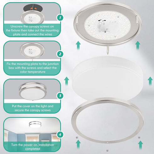 10 Inch 30W 4000LM Dimmable, 2700K-6500K 2-Pack Brightever LED Ceiling Light Fixture, Modern Flush Mount Ceiling Lamps