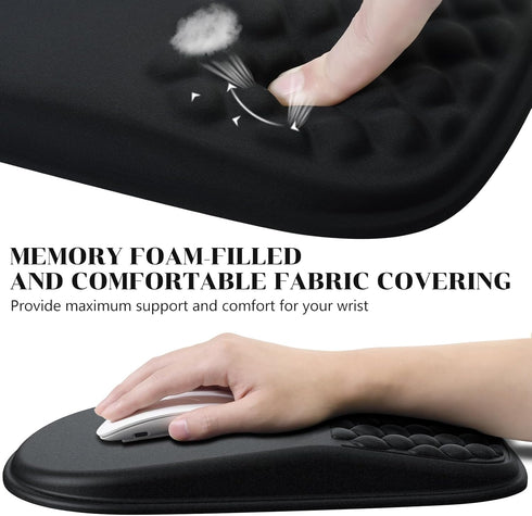 JIKIOU 12x8 inch Ergonomic Mouse Pad Wrist Support with Massage Design, Memory Foam Wrist Rest Pain Relief Mousepad
