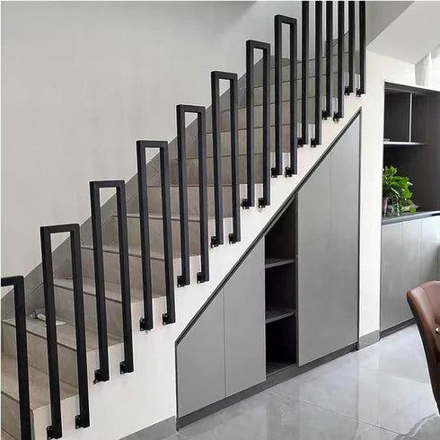 PAUANI Rod(L-35CM) Stair Handrails Railing Kit - Balusters Indoor/Outdoor, L/U Type Wrought Iron Stair Handrail