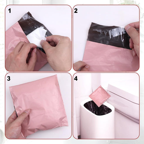 202 Terdey Sanitary Napkin Disposal Bag, Self Sealing Privacy Protection Sanitary Tampons Bag with Zipper, Pink PCS