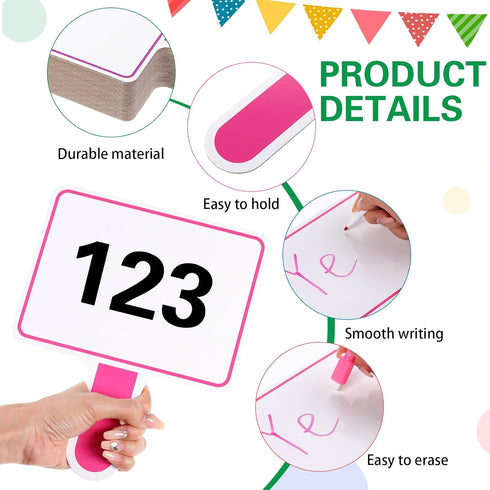 Crtiin 40 Pcs Colorful Dry Erase Paddles, Mini Handheld Double Sided Whiteboard for Student Teaching Classroom