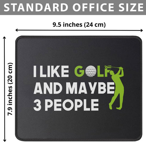 I Like Golf and Maybe 3 People Mouse Pad Funny Gift for Golfing Mouse Mat - Funny Golf Gift for Men, Golfer, Dad - Mousepad 9.5 Inch by Gamer Heartbeat