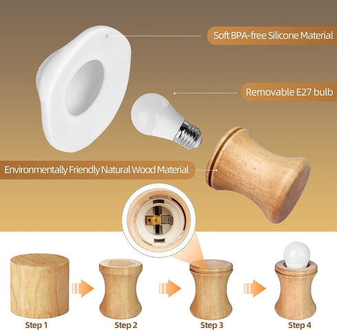 16 ANGTUO Wooden Mushroom Lamp, Color Changing Mushroom Night Light with Two Remote Controls