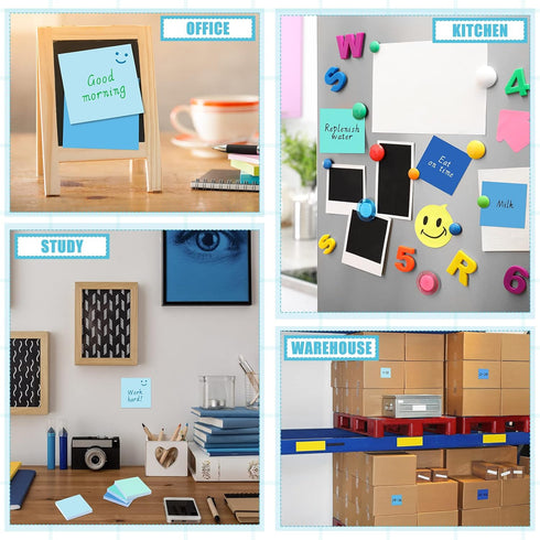 Sticky Notes 3 x 3 Inch Coastal Colors, Self Stick Pads, Blue Color Notepads, 100 Sheets/pad (6)