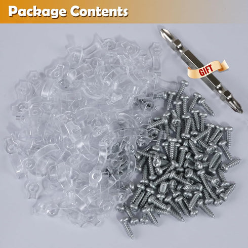 GRIVER 100 Pack Fixing,100 10mm Strip Light Mounting Brackets,Fixing Clips,One-Side Screws Included (Ideal for Wide