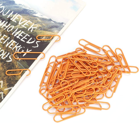 Paper Clips 180pcs, Orange 2.9x0.8cm, Cute Paper Clips Bookmarks for Office School Paper Files Organizing