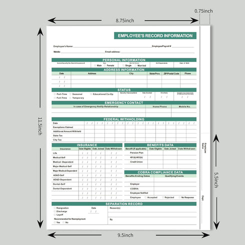 Employee File Folders (25 Pack), 9.5 x 11.5 Inch, 2 Internal Slots, Confidential & Secure, Easy to Organize