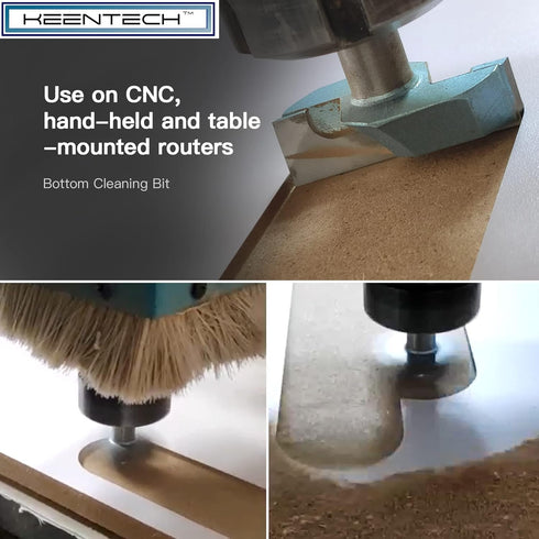 KEENTECH Router Bits, 1/2" Shank, Bottom Cleaning Carbide Tipped Surfacing Bit for Woodworking