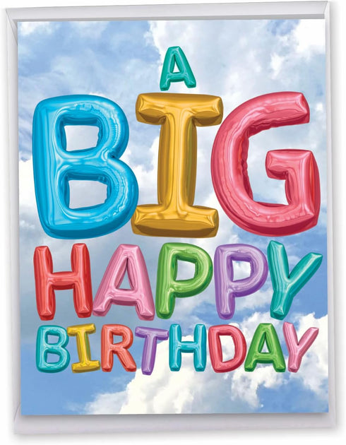 NobleWorks - 1 Jumbo Happy Birthday Greeting Card - 8.5 x 11 Inch - Group Celebration, Appreciation Stationery