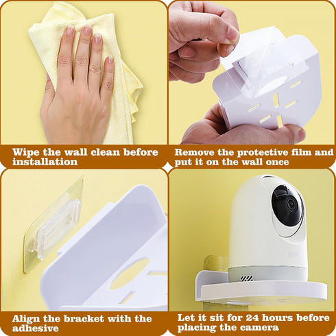 Nokiils 4 Pcs Security Camera Wall Mount, Baby Monitor Wall Mount, Adhesive Small Wall Shelf for Bedroom Kitchen Living
