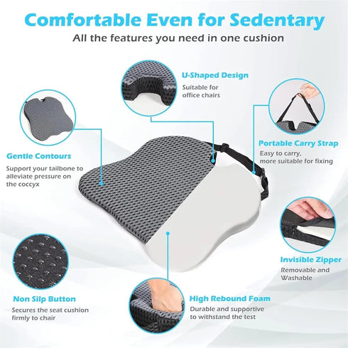 Generic Car Wedge Seat Cushion Memory Foam Comfortable Seat Cushion-Orthopedic Support for Car Driver Seat Office Chair