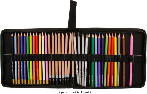 U.S. Art Supply Premium Canvas Zippered Pencil Wrap Holder, 36 Compartment Portable Storage Organizer for Artist