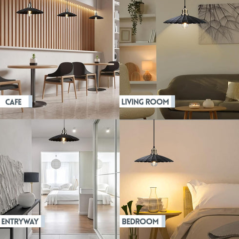 Dimming 5.9ft Plug in Pendant Light Stepless Hanging Lamp Lotus Leaf Lampshad, Industrial Hanging Light with Cord Metal
