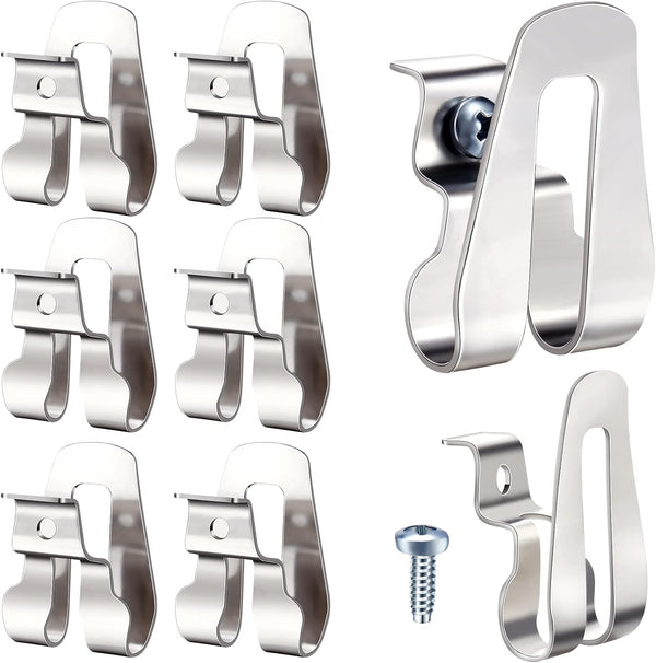 Replacement Belt Clip Hooks, Stainless Steel Driver Belt Clip Tool with Screws (8 Pieces)