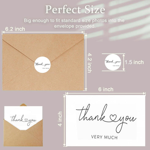 LUCYSALISA 20 Pack 4 6 Inch, Thank You Cards with Envelopes, bulk White Thank You Cards x Thank You Notes