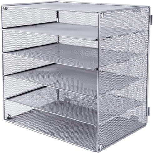 EASEPRES 5 Slot Mesh Desk Organizer Tray, File Paper Letter Holder for Office Home School Classroom Storage Accessories