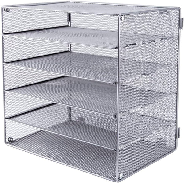 EASEPRES 5 Slot Mesh Desk Organizer Tray, File Paper Letter Holder for Office Home School Classroom Storage Accessories