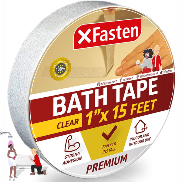 XFasten Clear Anti Slip Tape - 1-Inch x 15-Foot Non Skid Grip Tape for Tubs and Showers
