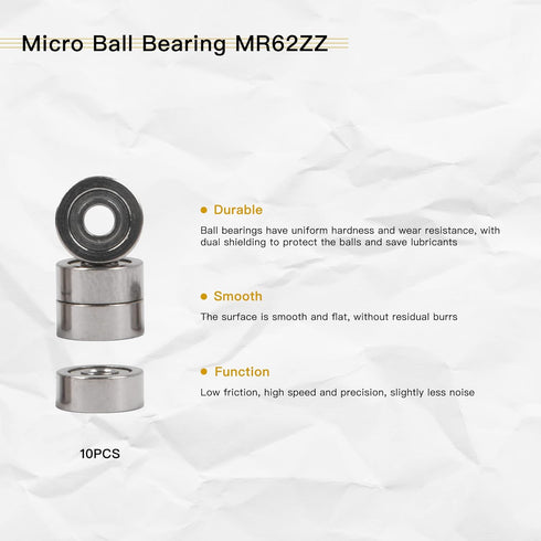 CNBTR 10PCS Mini Groove Ball Bearings, 2x6x2.5mm MR62ZZ Bearing Steel for Power Tools, DIY Industry
