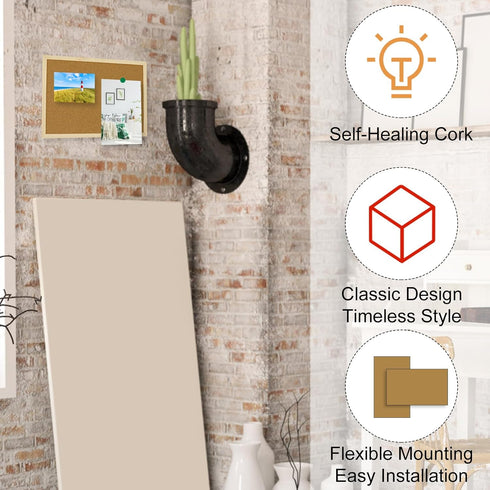 OWLKELA 14.6"X 11" Cork Board | Notice Pin Board, Memo Board, Bulletin Board with Wooden Frame and Push Pins