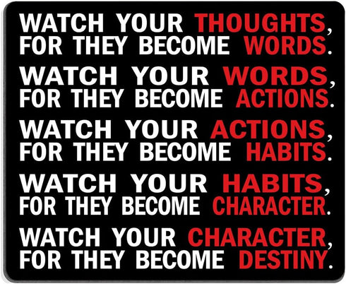 Smooffly Gaming Mouse Pad Custom, Watch Your Thoughts Motivational Words Quotes Mouse Pad 9.5 X 7.9 Inch