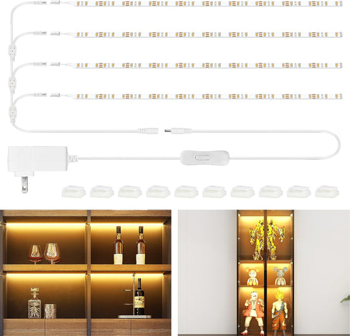 WOBANE LED Shelf Light, LED Closet Light Kit, 4PCS 20inch Pre-Cut Strip