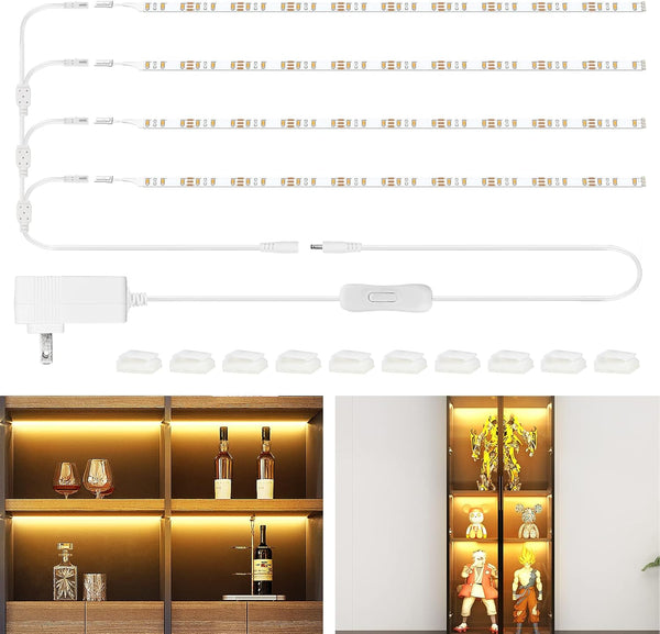 WOBANE LED Shelf Light, LED Closet Light Kit, 4PCS 20inch Pre-Cut Strip