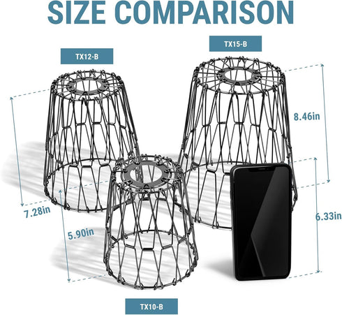 KOSTA 14.4 Inch, E26, Bulb 2-Pack Industrial Pendant Lights, Black Hanging Ceiling Lights with Metal Cage for Kitchen
