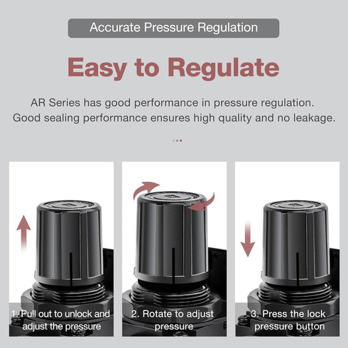 SNS Air Compressor Pressure Regulator AR2000-N02, Adjustable 0-150 PSI with Bracket and Gauge, Female Thread 1/4 NPT