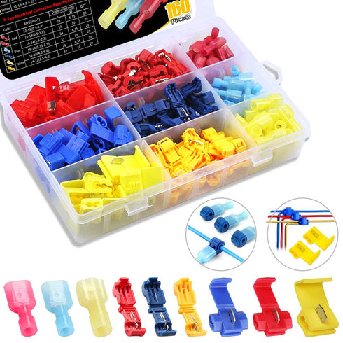 160pcs T-Tap Quick Splice Connector Kit, 60Set T-Tap Wire Connectors with Insulated Male Quick Disconnect