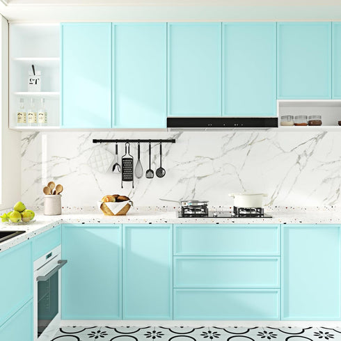 15.75"x78" Countertops Neon Teal Blue Peel and Stick Wallpaper Solid Color Cute Wallpaper Self Adhesive Contact Paper