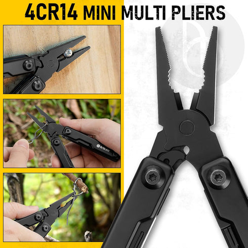 BI2051AB, BIBURY Mini Multitool Pliers Mini EDC Multi Tool with Pocket Clip for Outdoor Survival, Gifts for Men