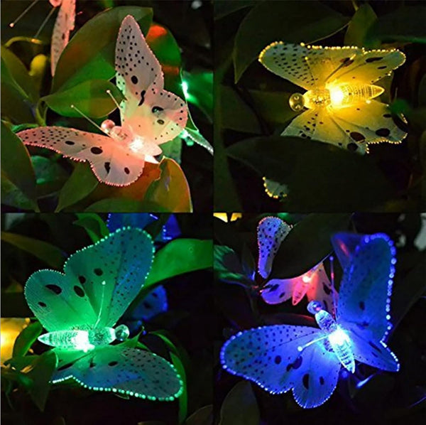 Solar Outdoor Lights, Garden Lights, 12 LED Butterfly Decorative Lights for Fence,