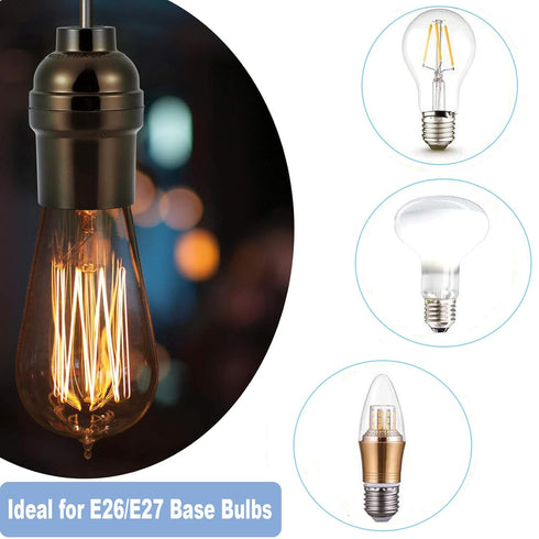E26/E27 Bulbs (3-Pack, Keyless Medium Base Vintage Socket,Black Bakelite Socket Vintage Screw Edison Ceiling Retro