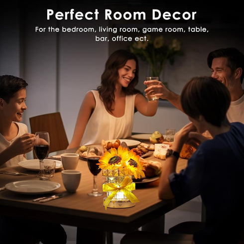 Sunflower Flower Table Lamp Gifts: Mothers Day Birthday Gifts for Women Mom Grandma Sister, Rechargeable Battery