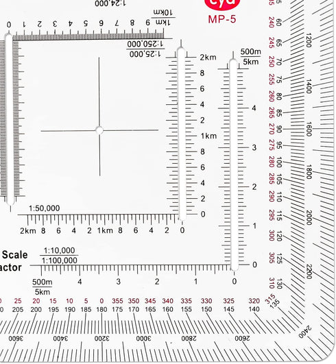 CYA Square Military Coordinate Scale Protractor for Land Navigation
