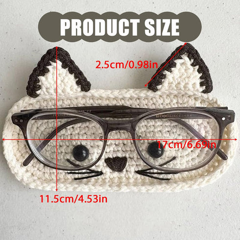 STDEV Knitted Glasses Holder Animal Shape Decorative Desk Organizers Crochet Eyeglass Desk Storage Tray Craft Soft