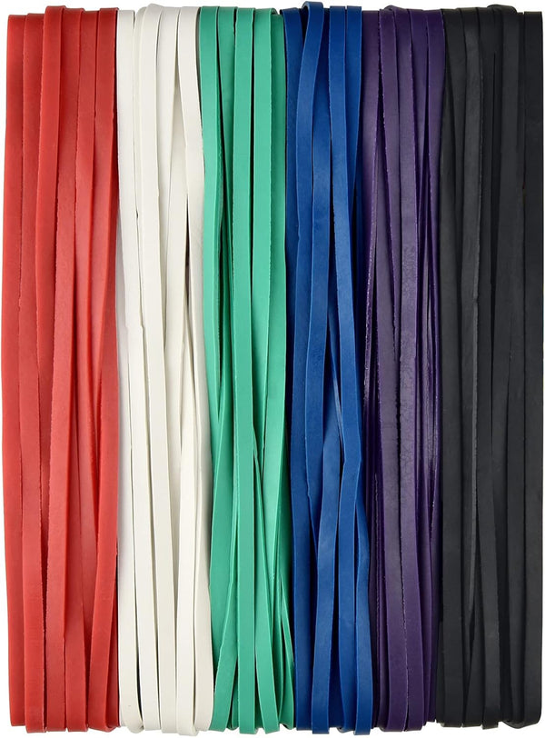 Large Heavy Duty 12 Inches Latex Rubber Bands, Strong Elastic Bands for Office Supply, 60 Pack (Multicolour) Trash Can