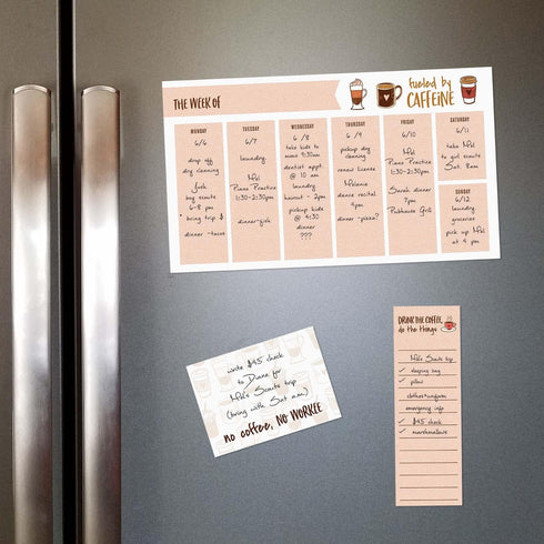 Coffee Lover Themed Sticky Note Ensemble Set, 5 Snarky Caffeine Designs in Various Sizes