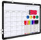 Polegas Magnetic White Board Dry Erase Calendar, 16" x 12" Monthly Calendar for Wall, Small Double Side Board (Black)