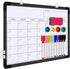 Polegas Magnetic White Board Dry Erase Calendar, 16" x 12" Monthly Calendar for Wall, Small Double Side Board (Black)