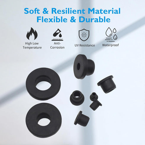 110PCS Grommets Grommet Tophat Silicone Rubber for Wiring Assortment Kit, Waterproof Automotive Firewall Wire Cable