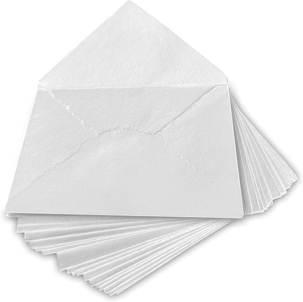 Wanderings Handmade White Deckle Edge Envelope - 4.25x6.25" - 25 Pack for Announcements, Crafts