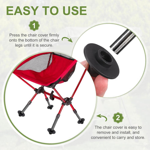 4Pcs 0.59 Inch uxcell Camping Chair Foot Cover, Plastic Table Legs Feet Covers Furniture Floor Protector for Outdoor